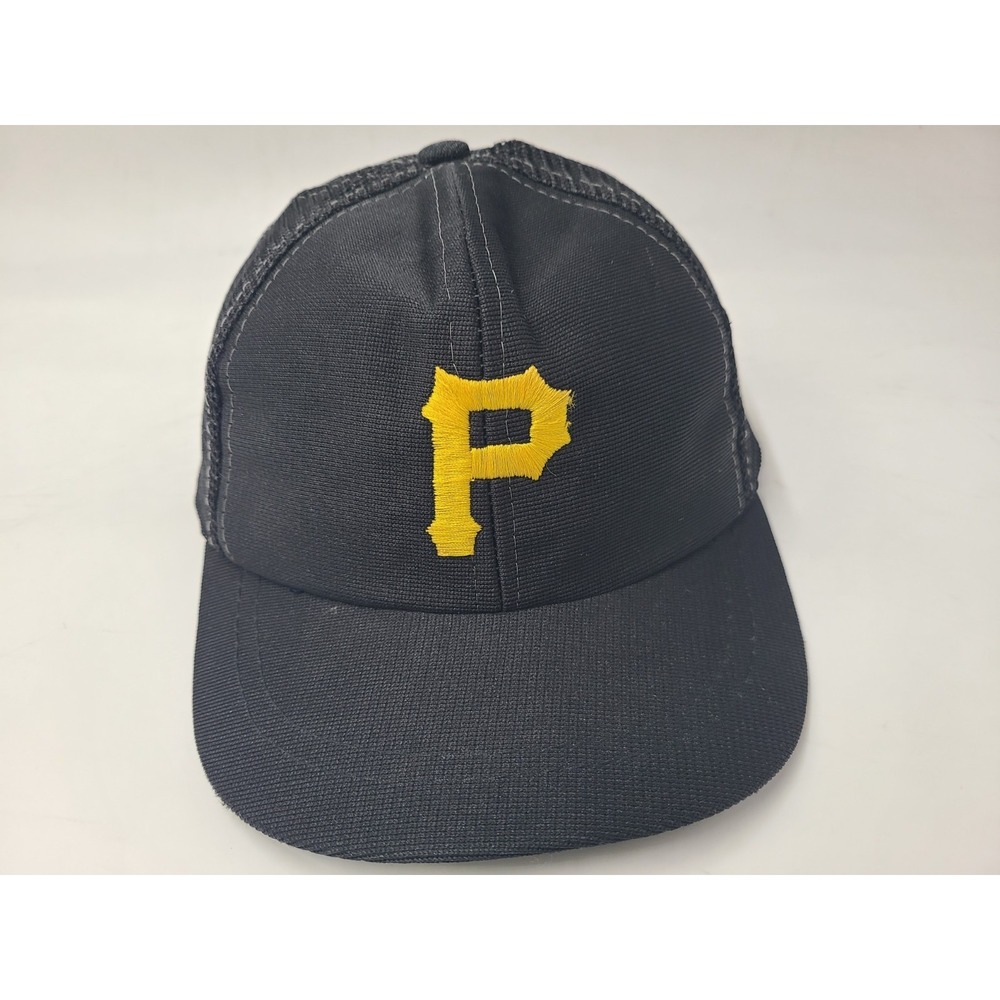 Vintage Jr Boys Pittsburgh Pirates UII Mesh Trucker Snapback Hat Cap Child Black